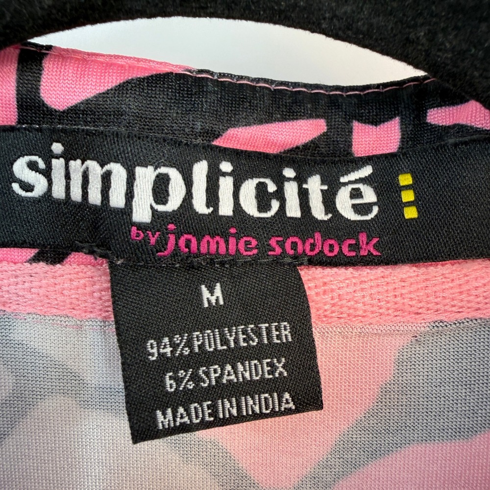 Simplicite Jamie Sadock Pink Black Geometric Mosaic Quarter Zip Sleeveless Top M - Picture 8 of 8